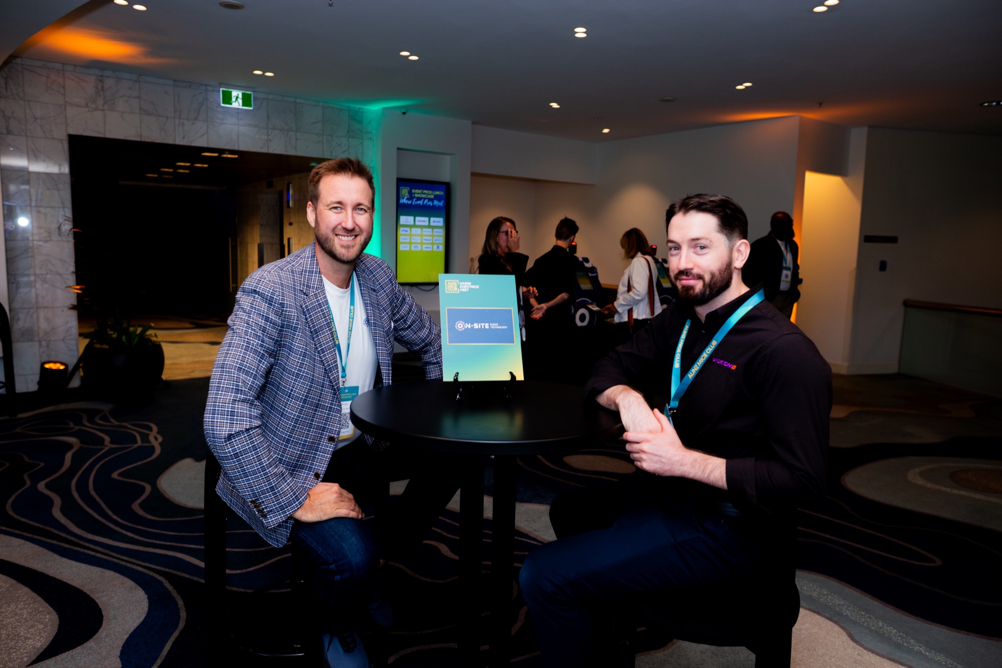 Event partners at an interactive networking station