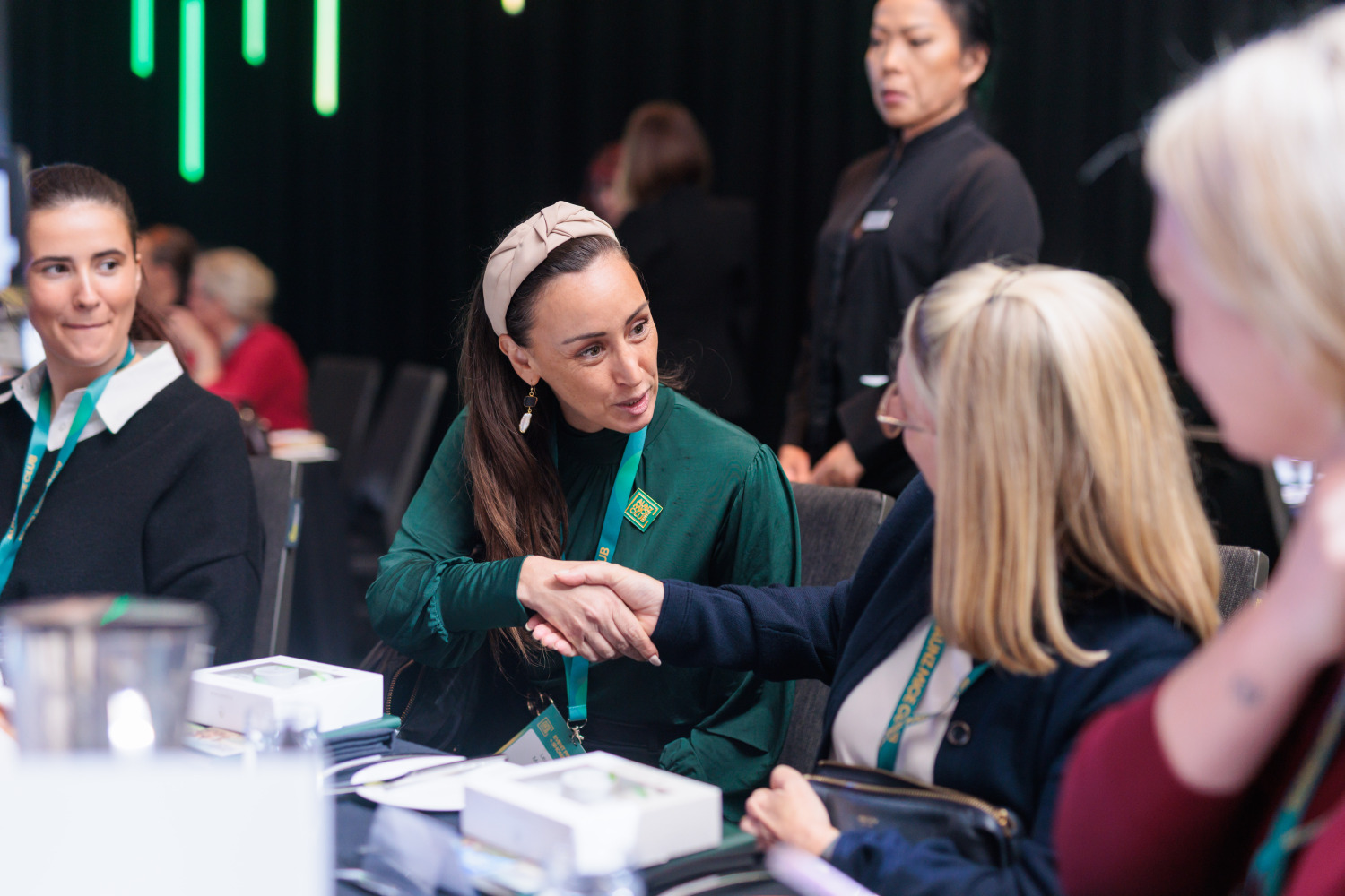 Event professionals meeting and talking