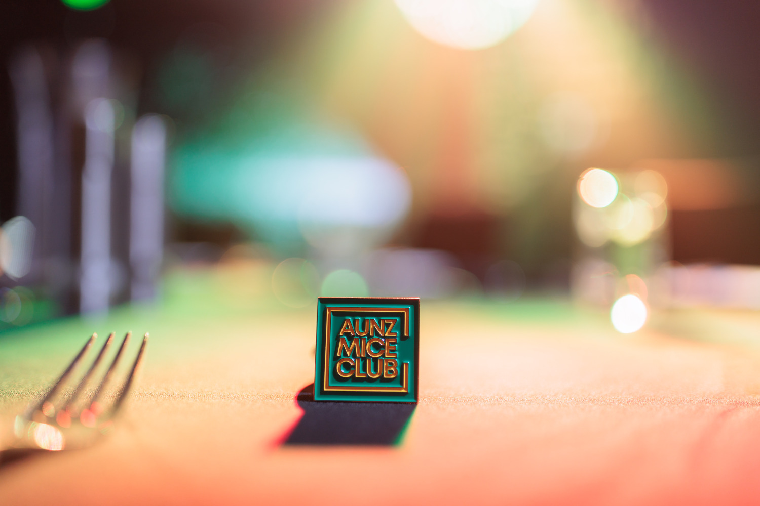 AUNZ MICE Club pin at the Sydney lunch